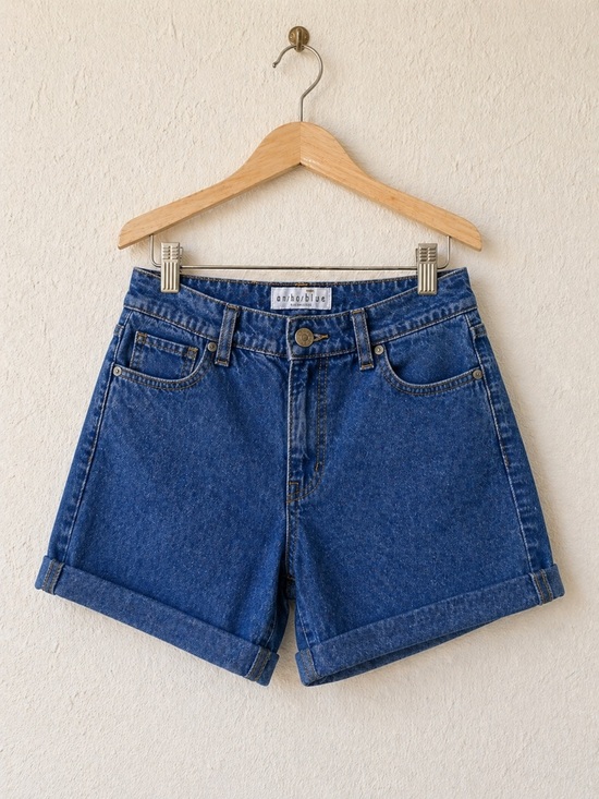 anchor blue Pants - Vintage Anchor Blue Denim Shorts Womens Size 11 High Rise Cuffed Butter Mom Y2K